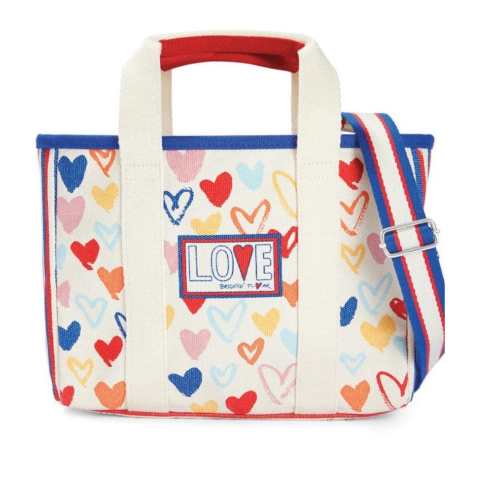 Brighton Red, White and You Mini Tote New Crossbody Canvas  Adjustable F151
